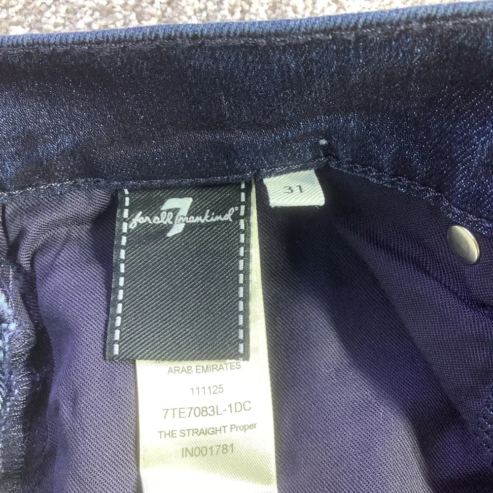7 For All Mankind Mens The Straight Airweft Denim Jeans Blue Size 31 x 34 NWT